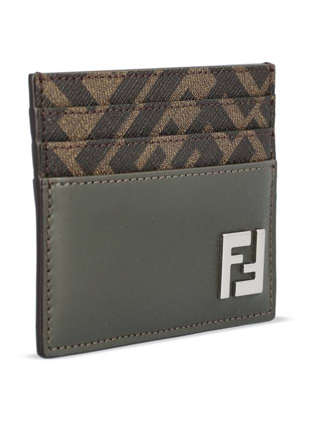 Fendi FF Square Leather Card Wallet Grey