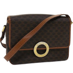 CELINE Macadam Canvas Shoulder Bag PVC Leather Brown  50775