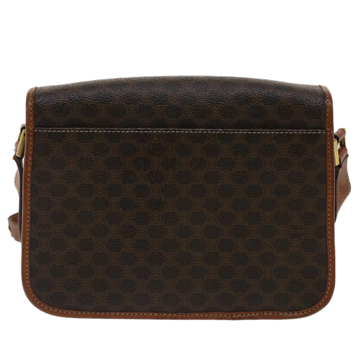 CELINE Macadam Canvas Shoulder Bag PVC Leather Brown  50775