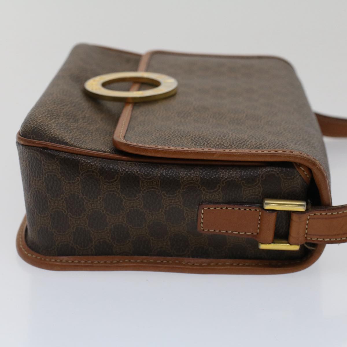 CELINE Macadam Canvas Shoulder Bag PVC Leather Brown  50775