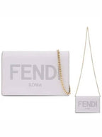 Fendi Logo Chain Small Long Wallet Grey