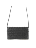 Bottega Veneta Intrecciato Leather Shoulder Bag Black