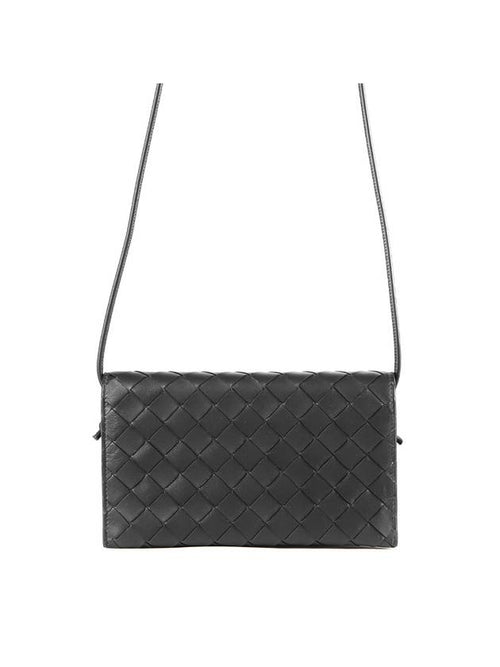 Bottega Veneta Intrecciato Leather Shoulder Bag Black