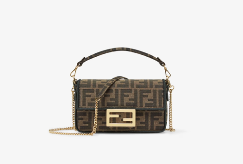 Fendi Baguette Mini Brown FF jacquard fabric bag