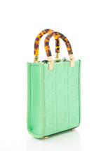 Fendi Green Logo Embossed Sunshine Shopper Handbag