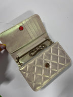 CHANEL - Ivory Iridescent Quilted Lambskin Mini Wallet on Chain