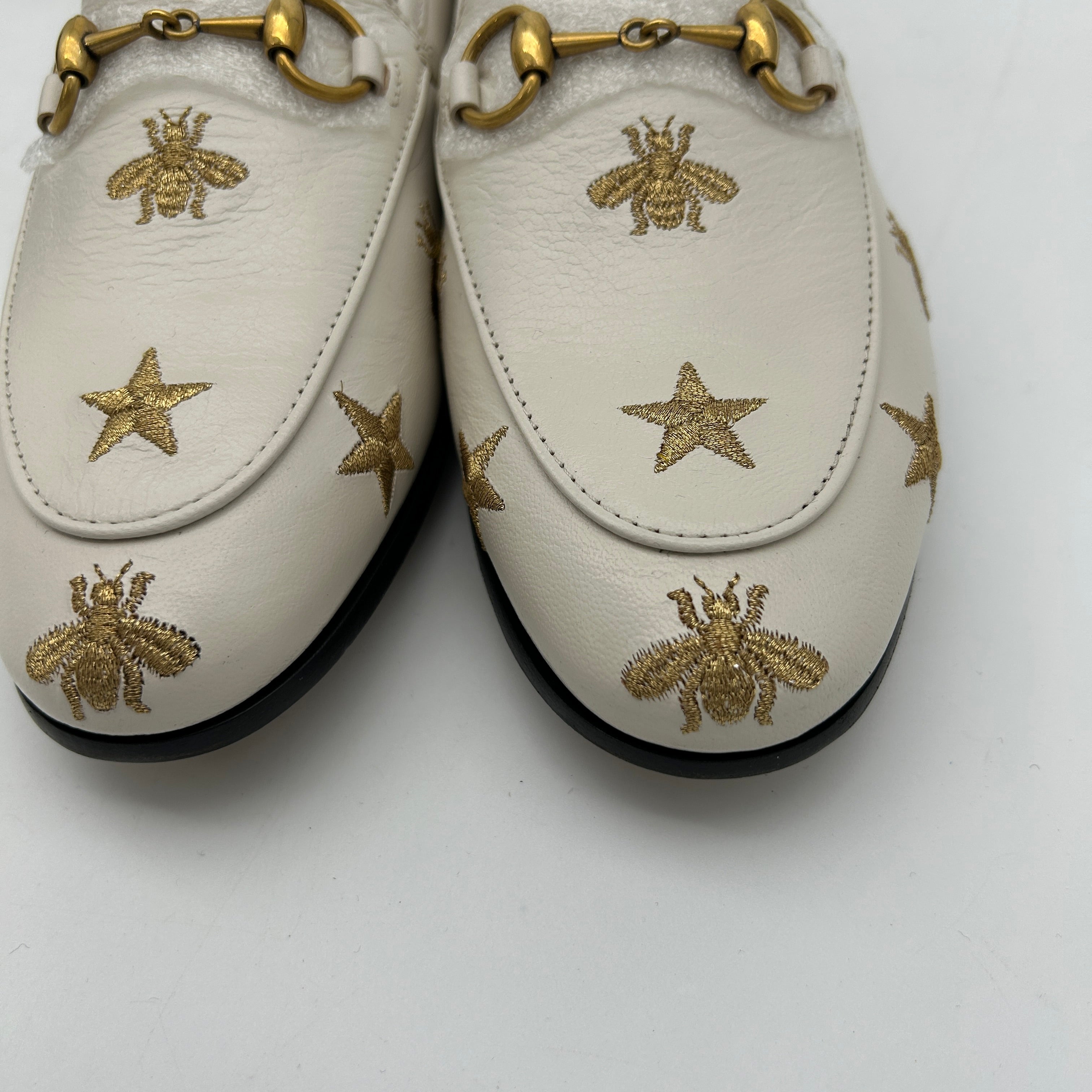 GUCCI - Jordaan Flat - Leather White for Women, US Women`s Size 4 24080802