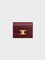 CELINE Triomphe Small Shiny Calfskin Half Wallet Light Burgundy