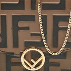 Fendi Brown Ff Leather Wallet On Chain