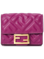Fendi FF Baguette Flap Card Half Wallet Pink
