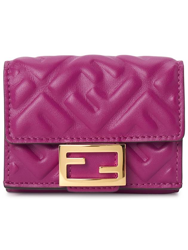 Fendi FF Baguette Flap Card Half Wallet Pink