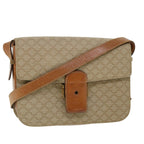 CELINE Macadam Canvas Shoulder Bag Canvas Leather Beige Brown  51028