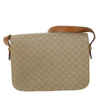 CELINE Macadam Canvas Shoulder Bag Canvas Leather Beige Brown  51028