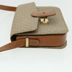 CELINE Macadam Canvas Shoulder Bag Canvas Leather Beige Brown  51028