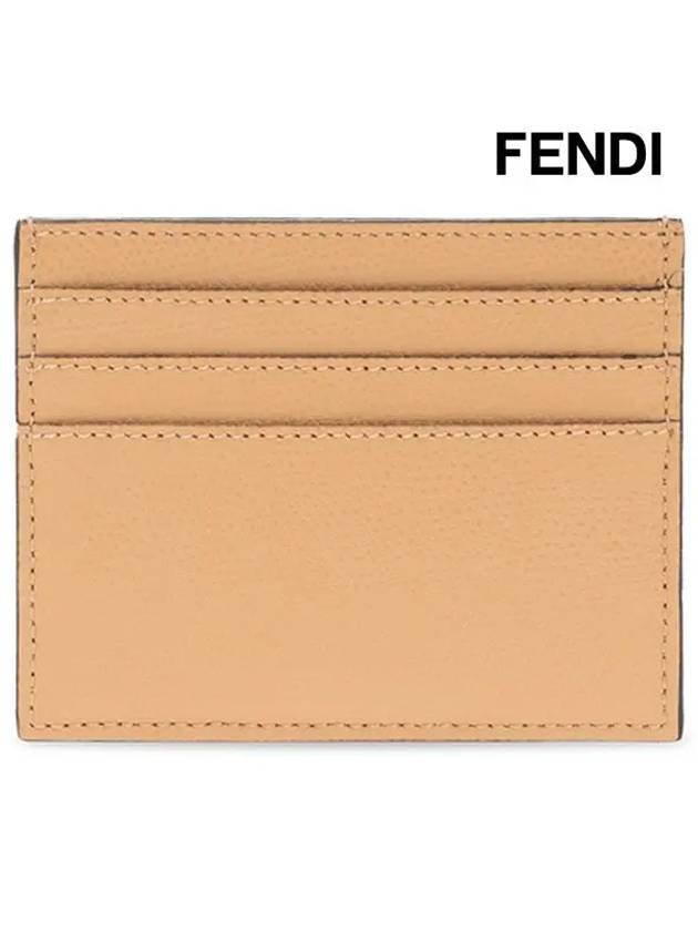 Fendi Signature Logo Card Wallet Beige