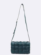 Bottega Veneta 591970 Lambskin padded cassette silver shoulder and cross bag