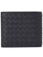 Bottega Veneta Men's Intrecciato Half Wallet Navy