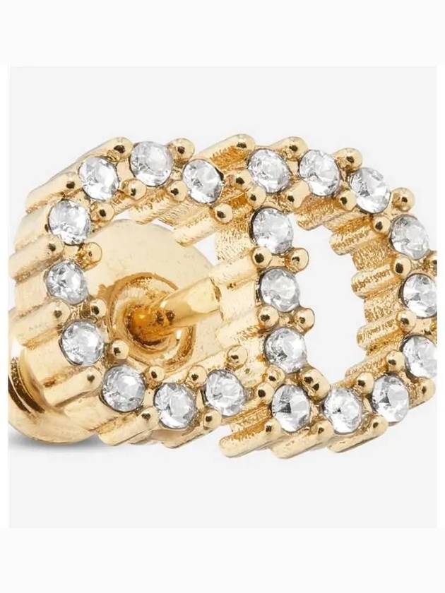 Claire D Lune Finish Metal White Crystal Earrings Gold Dior