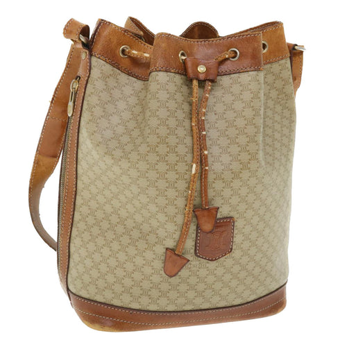 CELINE Macadam Canvas Shoulder Bag Beige  51313