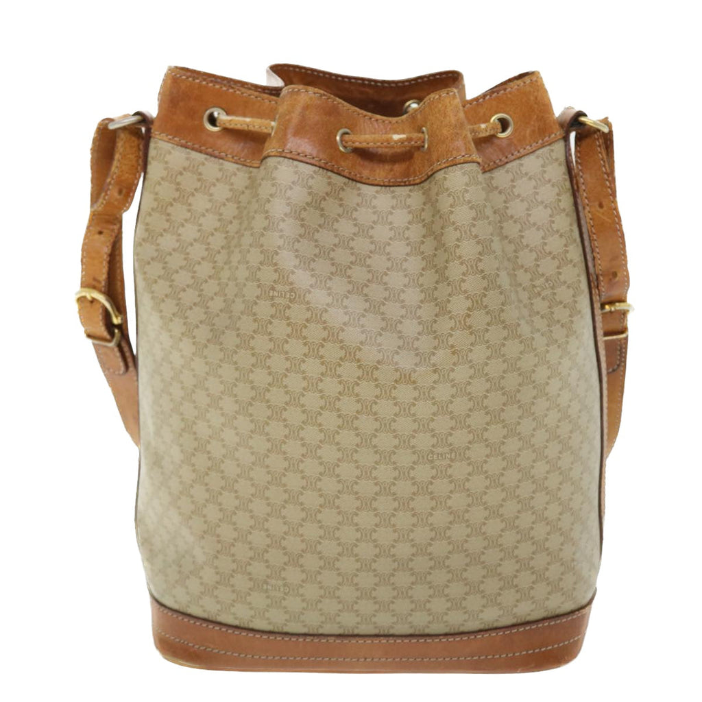 CELINE Macadam Canvas Shoulder Bag Beige  51313