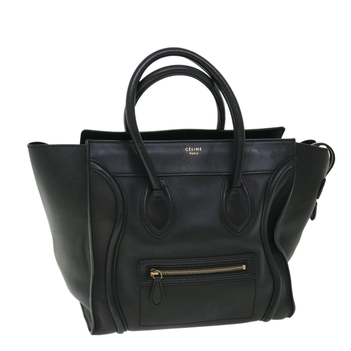CELINE Luggage Mini Hand Bag Leather Black  51427