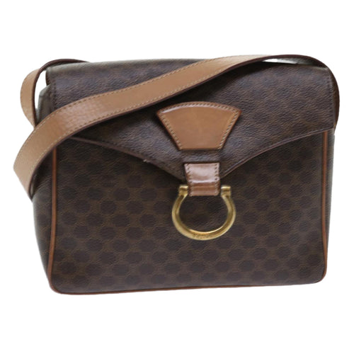CELINE Macadam Canvas Shoulder Bag PVC Leather Brown  51453