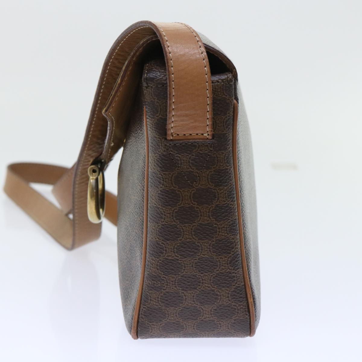 CELINE Macadam Canvas Shoulder Bag PVC Leather Brown  51453