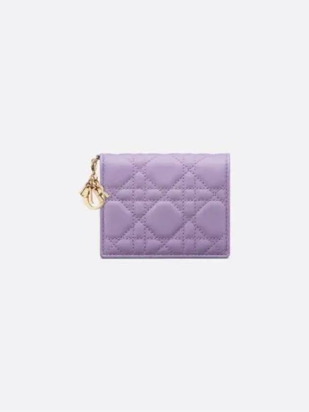 Lady Cannage Small Lambskin Half Wallet Purple Dior