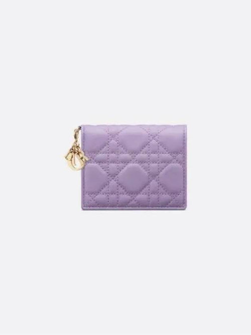 Lady Cannage Small Lambskin Half Wallet Purple Dior
