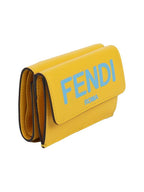 Fendi Logo Leather Half Wallet Yellow