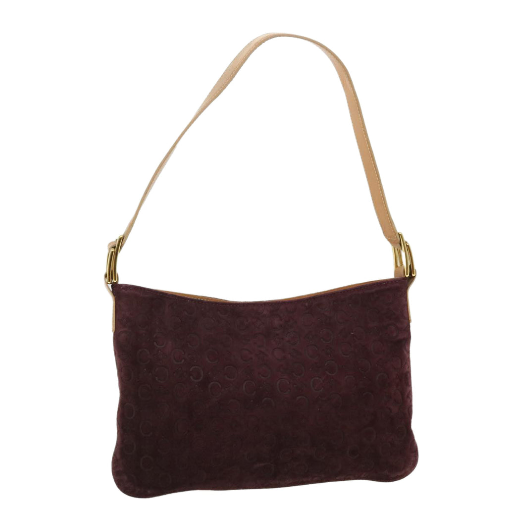 CELINE C Macadam Canvas Shoulder Bag Wine Red  51976
