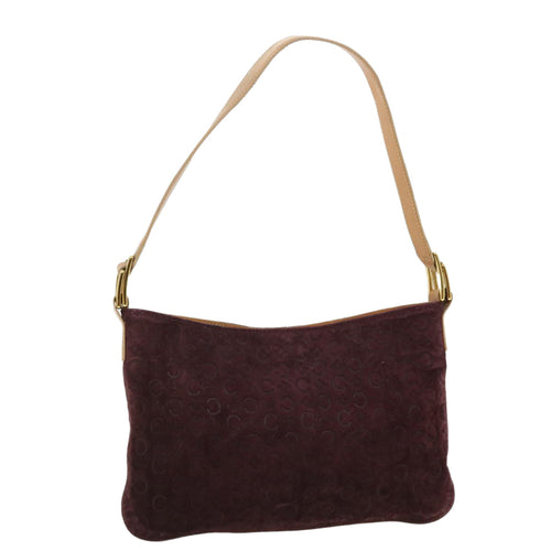 CELINE C Macadam Canvas Shoulder Bag Wine Red  51976