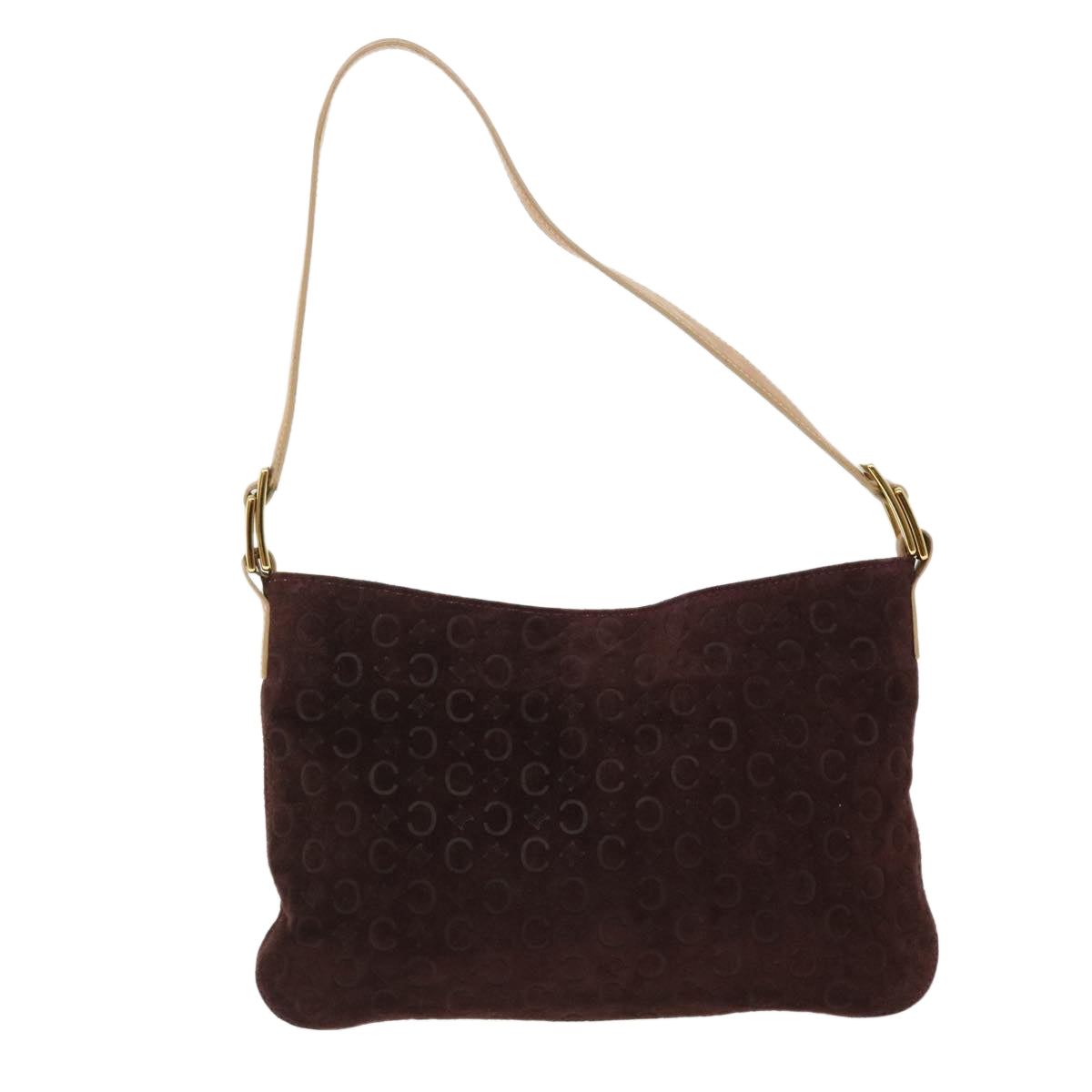 CELINE C Macadam Canvas Shoulder Bag Wine Red  51976