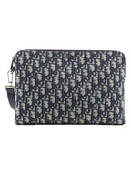 Oblique Jacquard Strap Clutch Bag Navy Dior