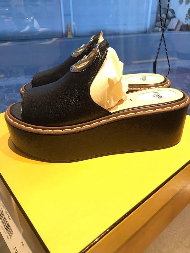Fendi Logo Slippers Black