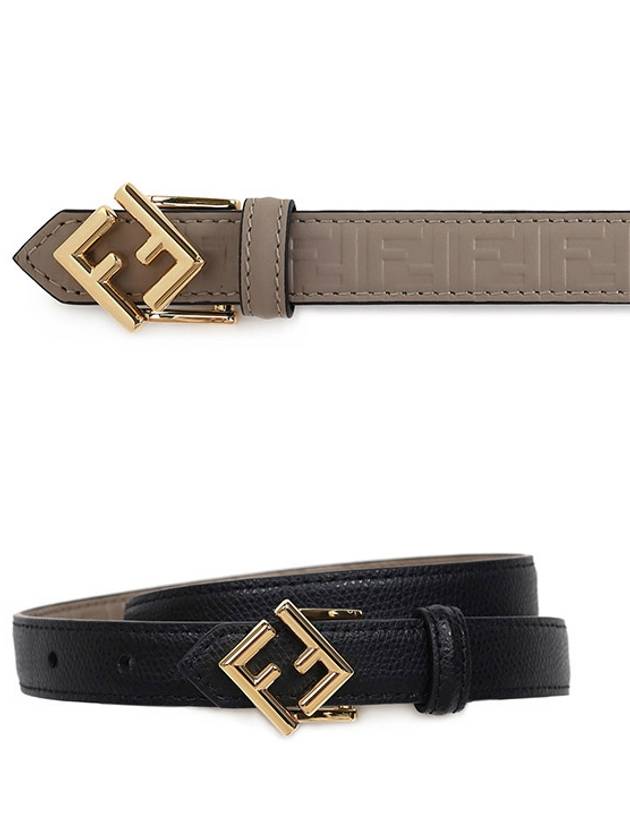Fendi Diamond Reversible Leather Belt Black Beige