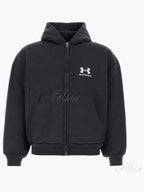 Balenciaga Embroidered Logo Hoodie Zip-Up Black