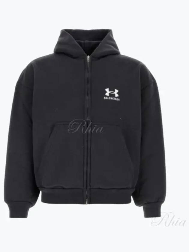 Balenciaga Embroidered Logo Hoodie Zip-Up Black