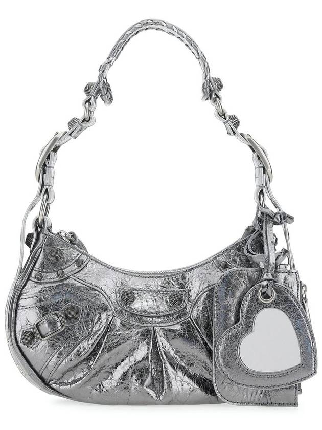 Balenciaga Metallic Le Cagol XS Lambskin Shoulder Bag Dark Silver