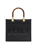 Fendi Sunshine Small Leather Tote Bag Black