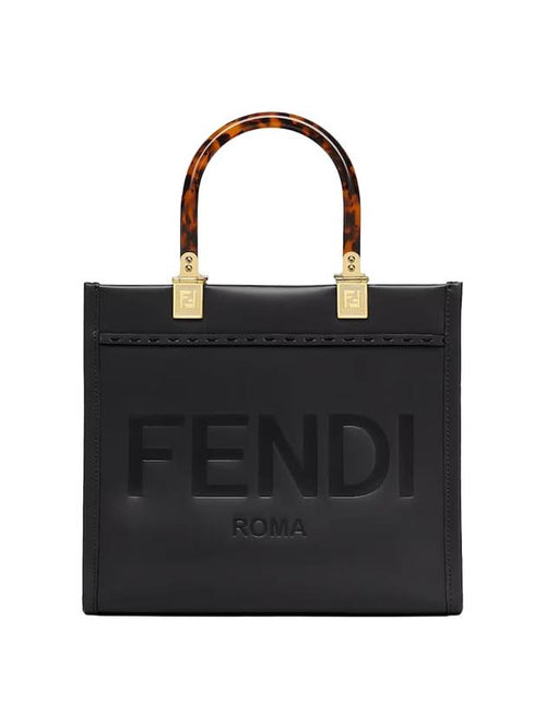Fendi Sunshine Small Leather Tote Bag Black