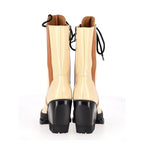 Chloe Rylee Lace Up Ankle Boots in Cream Calfskin Leather