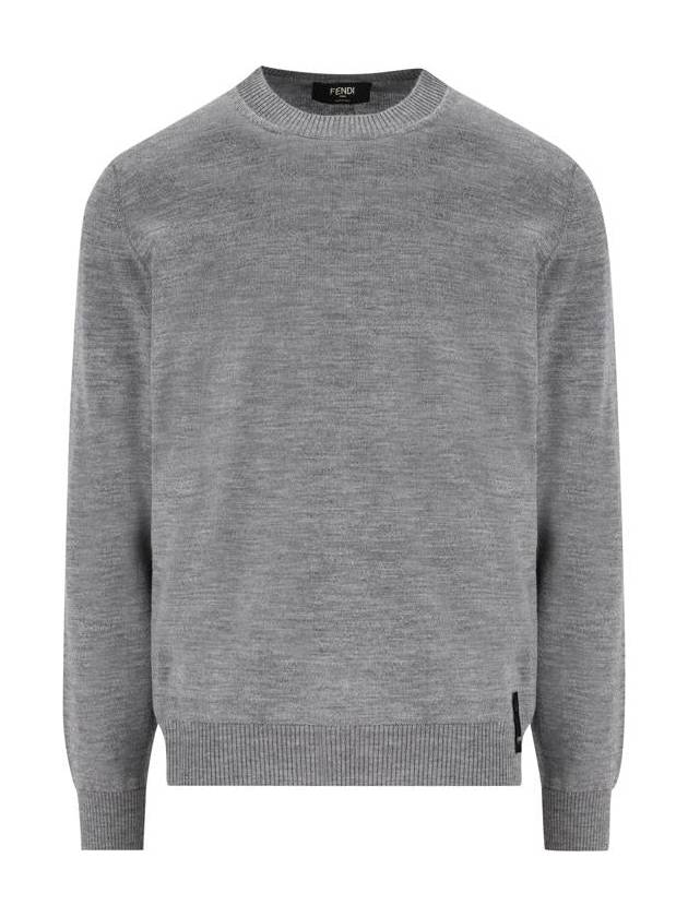 Fendi Crew Neck Wool Sweatshirt Grey