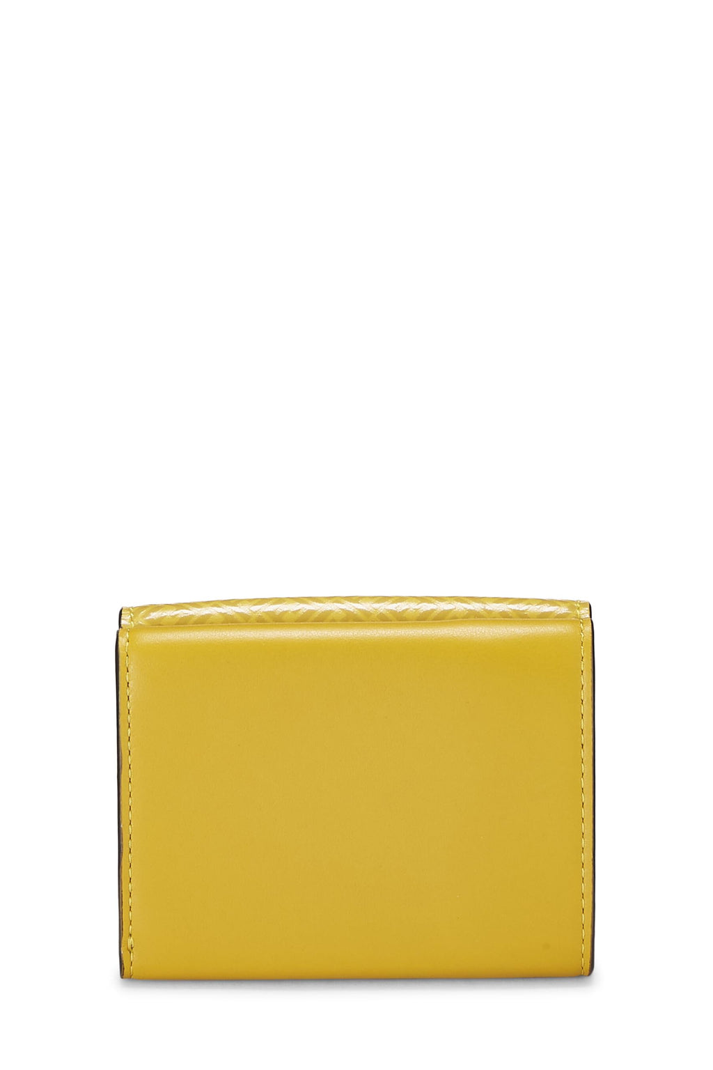 Fendi,  Yellow Zucchino Leather Trifold Wallet, Yellow