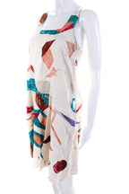 Chloe Women's Silk Sleeveless Abstract Print Shift Dress Multicolor