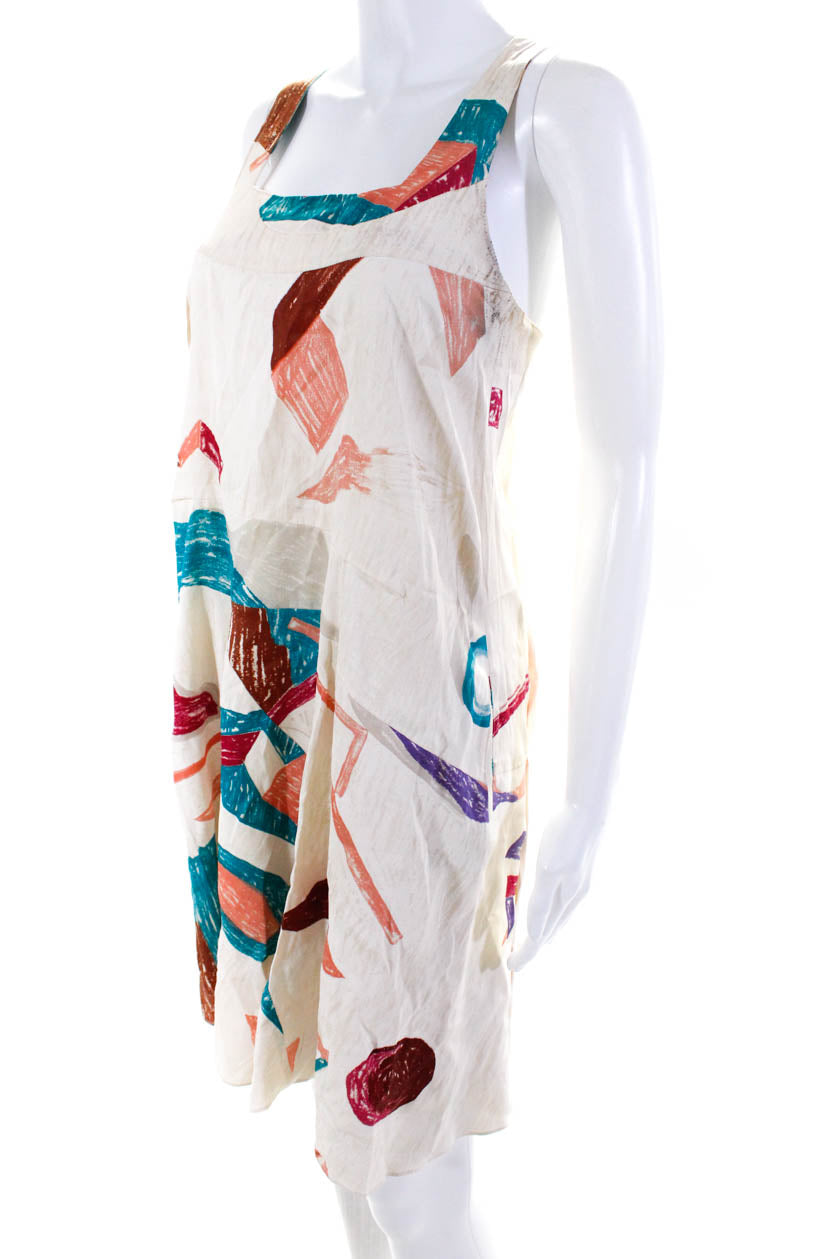 Chloe Women's Silk Sleeveless Abstract Print Shift Dress Multicolor