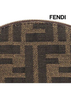 Fendi Baguette Small  FF Jacquard Fabric Pouch Bag Brown