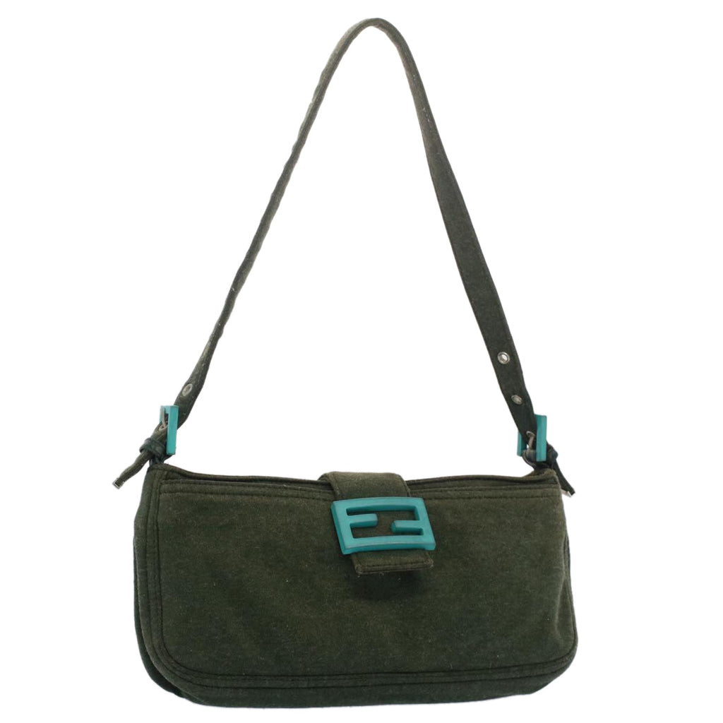 FENDI Mamma Baguette Shoulder Bag Nylon Green52438