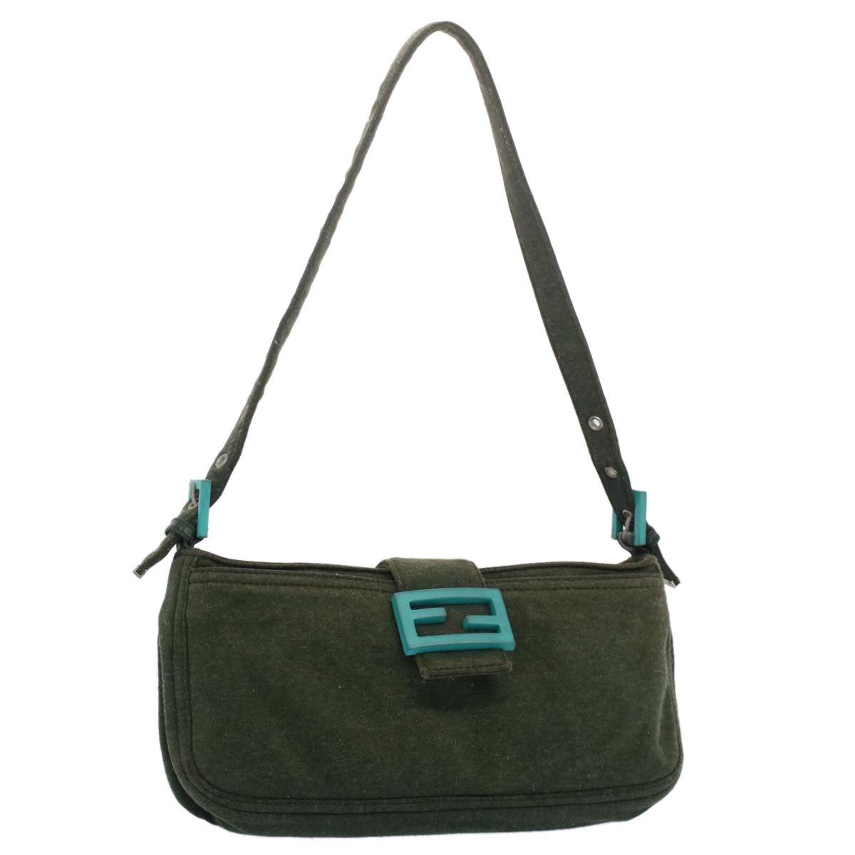 FENDI Mamma Baguette Shoulder Bag Nylon Green52438