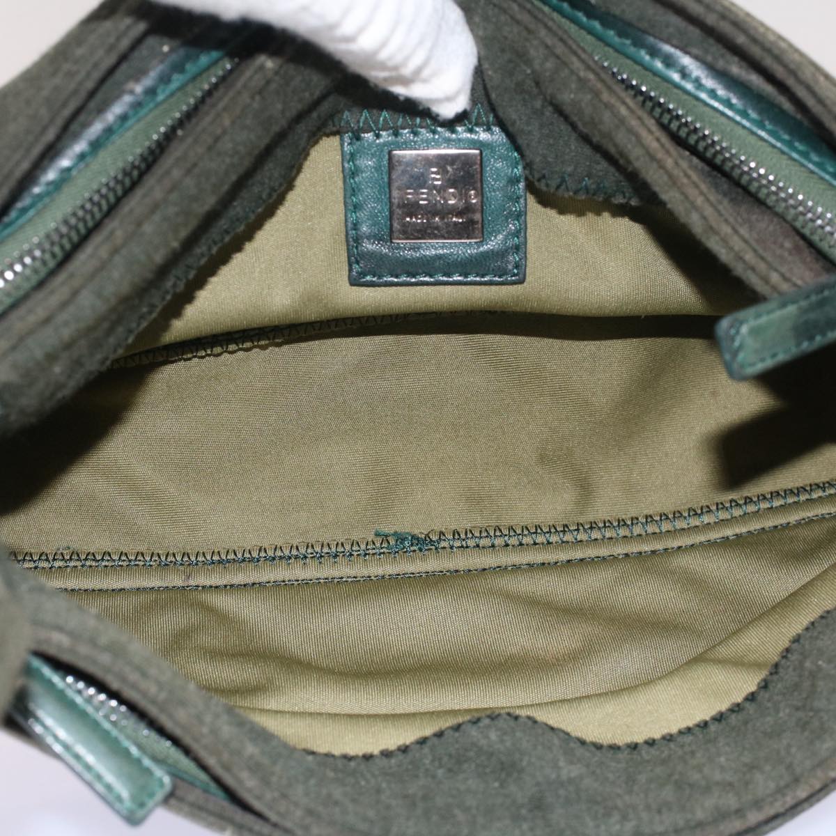 FENDI Mamma Baguette Shoulder Bag Nylon Green52438